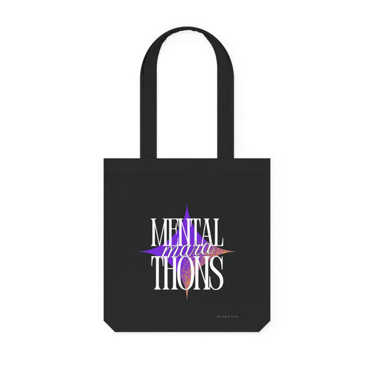MENTAL MARATHONS (BLACK) - Eco-Friendly Woven Tote Bag